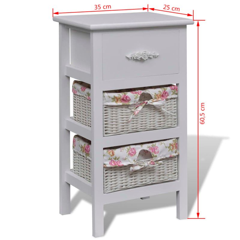 Casa si Gradina - Mobilier - Dulapuri si sifoniere - Dulapuri - Dulap cu 1 sertar si 2 cosuri, alb, lemn de paulownia - Infinity.ro