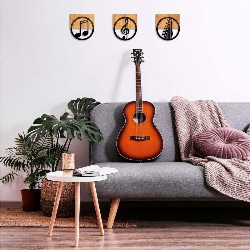 Casa si Gradina - Decoratiuni - Decoratiuni perete - Accesoriu decorativ de perete, Wallxpert, lemn si metal, negru si nuc, 25x3x27 cm, set 3 piese - Infinity.ro