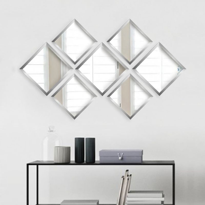 Casa si Gradina - Decoratiuni - Oglinzi - Set oglinzi, Wallxpert, sticla, rama plastic laminat, argintiu, 24x24 cm, 7 bucati - Infinity.ro