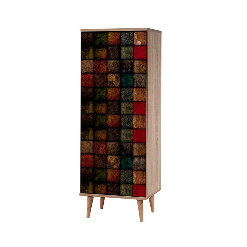 Casa si Gradina - Mobilier - Dulapuri si sifoniere - Dulapuri pantofi - Set mobilier hol, Hanah Home, pal melaminat, sonoma si verde, dulap pantofi 50x38x135 cm, bancuta 105x40x50 cm - Infinity.ro