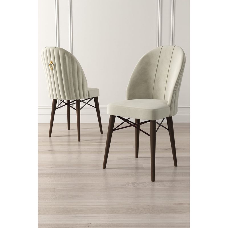 Casa si Gradina - Mobilier - Scaune si fotolii - Scaune - Set scaune, Hanah Home, metal, crem maro, 44x42x96 cm, 4 piese - Infinity.ro