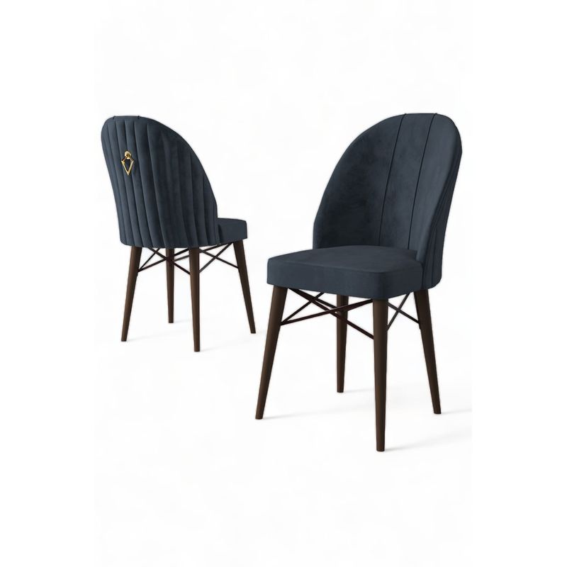 Casa si Gradina - Mobilier - Scaune si fotolii - Scaune - Set scaune, Hanah Home, cadru metalic, antracit si maro, 44x42x96 cm, babyface - Infinity.ro