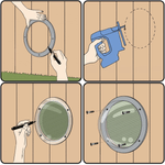 Petshop - Accesorii petshop - Culcusuri si custi - Usi animale - Hublou geam rotund pentru gard, casa de joaca, cusca, potrivit pentru Copii, Caini si Pisici, Ø31cm, Transparent - Infinity.ro