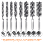 Casa si Gradina - Constructii - Scule electrice si accesorii - Accesorii polizare si slefuire - Set 8 perii prindere hexagonala pentru bormasina,alezare,curatare,slefuire si lustruire,indepartarea vopselei si ruginii - Infinity.ro