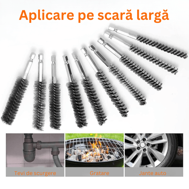 Casa si Gradina - Constructii - Scule electrice si accesorii - Accesorii polizare si slefuire - Set 8 perii prindere hexagonala pentru bormasina,alezare,curatare,slefuire si lustruire,indepartarea vopselei si ruginii - Infinity.ro