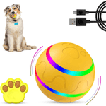 Petshop - Accesorii petshop - Jucarii animale - Jucarii interactive animale - Minge Interactiva pentru Caini si Pisici cu Rotire 360° Automata , Telecomanda, Rezistenta la Apa, Diametru 8 cm, Galben - Infinity.ro