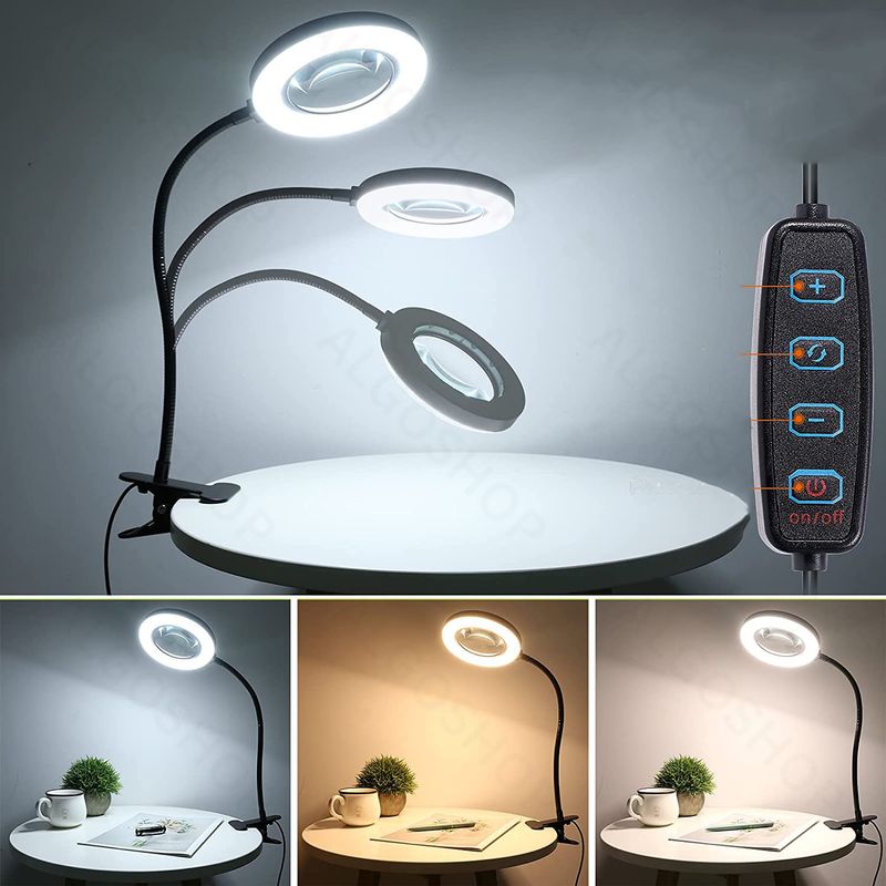 TV, Audio-Video si Foto - Optica, astronomie si metrologie - Optica si astronomie - Lupe si instrumente optice - Lupa de masa de 105 mm diametru cu iluminare LED, ajustabila, 10 niveluri de luminozitate,3 culori selectabile - Infinity.ro