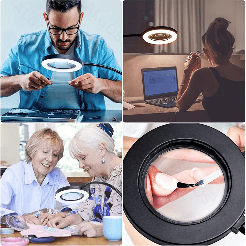 TV, Audio-Video si Foto - Optica, astronomie si metrologie - Optica si astronomie - Lupe si instrumente optice - Lupa de masa de 105 mm diametru cu iluminare LED, ajustabila, 10 niveluri de luminozitate,3 culori selectabile - Infinity.ro
