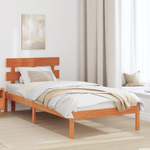 Casa si Gradina - Mobilier - Paturi si accesorii - Paturi - Cadru de pat cu spatar maro cerat 100x200 cm lemn masiv de pin - Infinity.ro