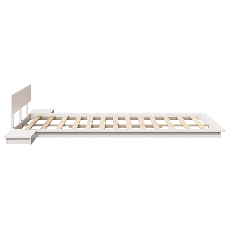 Casa si Gradina - Mobilier - Paturi si accesorii - Paturi - Cadru de pat la nivelul solului cu mese de noapte Alb 120x190cm Lemn masiv - Infinity.ro