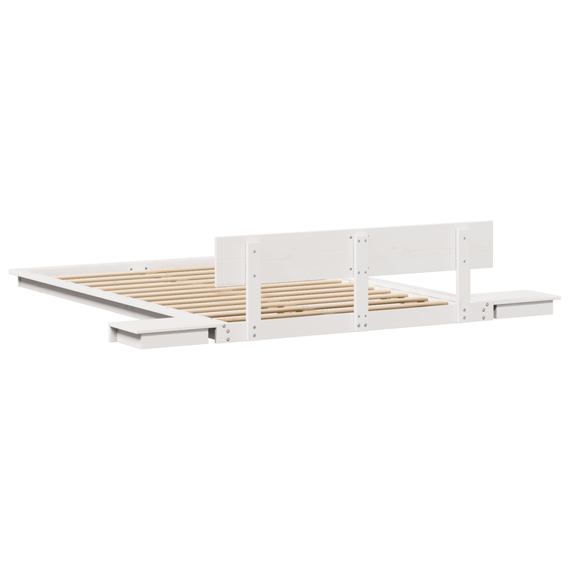 Casa si Gradina - Mobilier - Paturi si accesorii - Paturi - Cadru de pat la nivelul solului cu mese de noapte Alb 120x190cm Lemn masiv - Infinity.ro