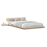 Casa si Gradina - Mobilier - Paturi si accesorii - Paturi - Cadru de pat jos cu mese laterale 135x190cm Lemn solid - Infinity.ro