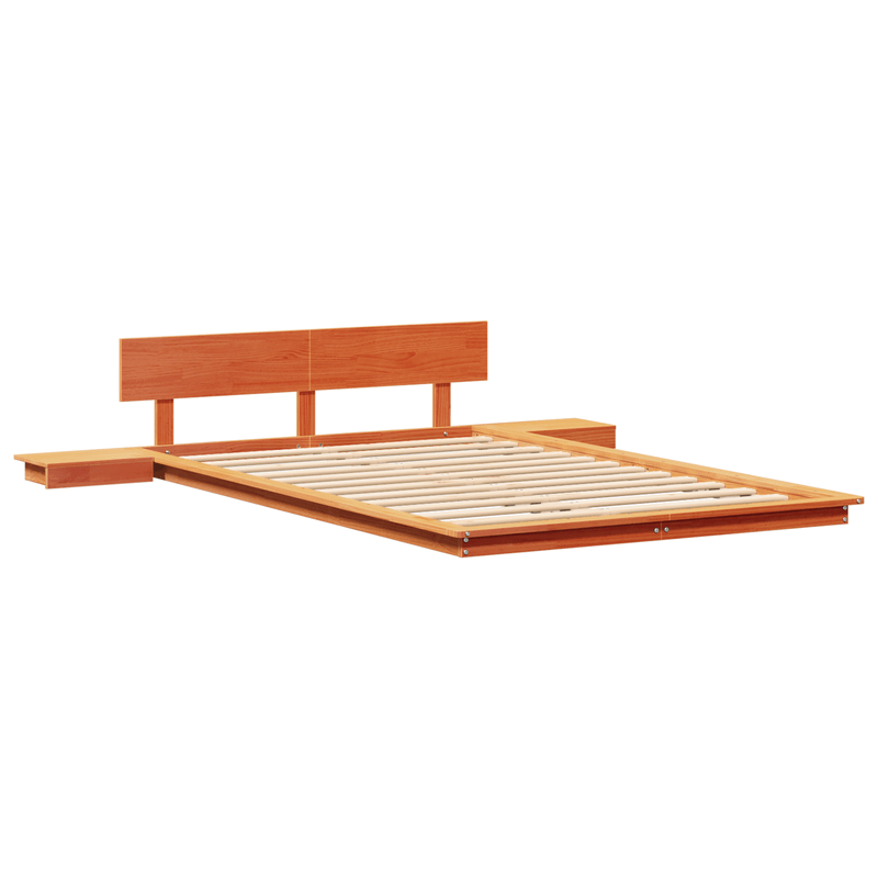 Casa si Gradina - Mobilier - Paturi si accesorii - Paturi - Cadru de Pat cu Mese de Noapte Maro Cerat 135x190cm Lemn Masiv - Infinity.ro