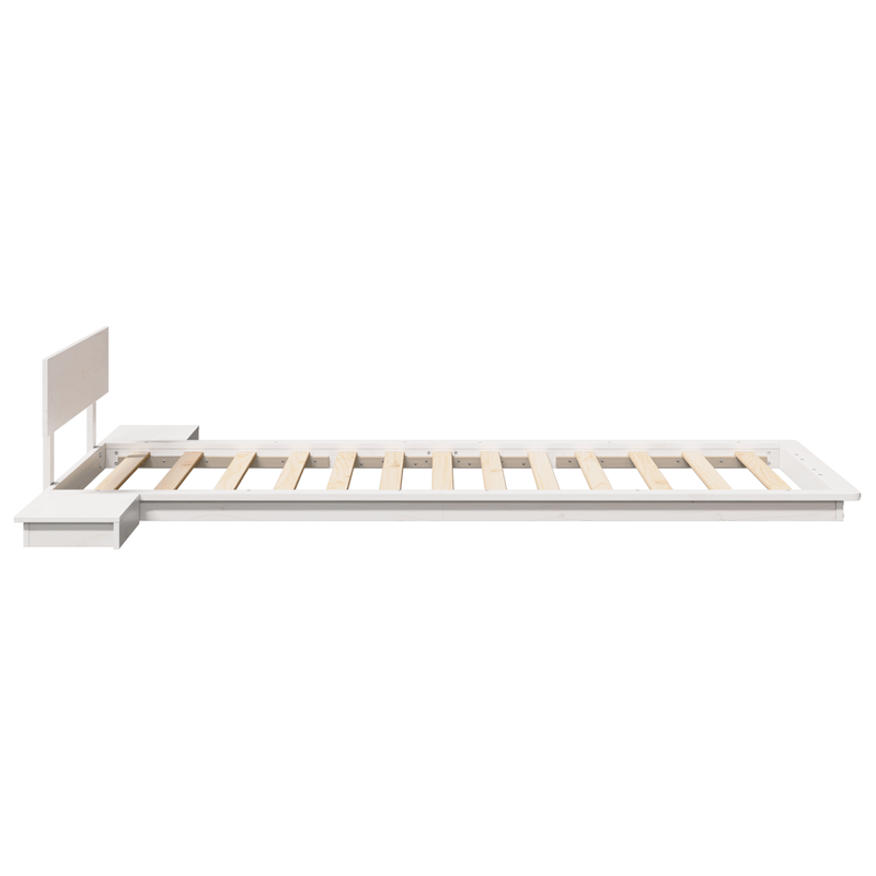 Casa si Gradina - Mobilier - Paturi si accesorii - Paturi - Cadru de pat la nivelul solului cu mese laterale albe 80X200cm Lemn masiv - Infinity.ro