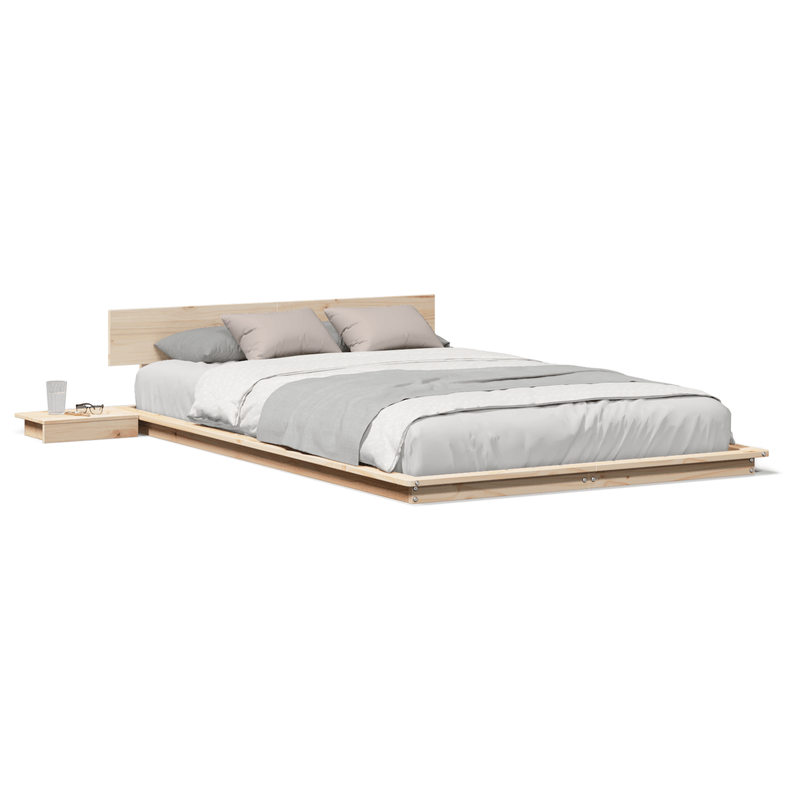 Casa si Gradina - Mobilier - Paturi si accesorii - Paturi - Cadru de pat la nivelul podelei cu mese de noapte 120x190cm Lemn masiv - Infinity.ro