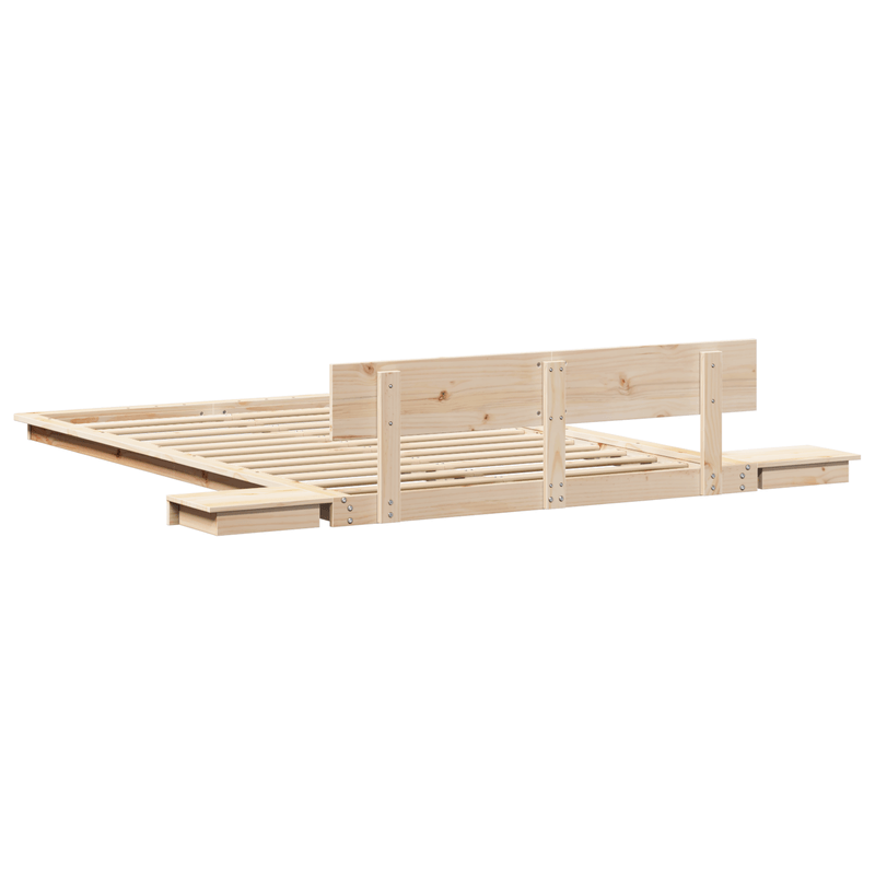 Casa si Gradina - Mobilier - Paturi si accesorii - Paturi - Cadru de pat la nivelul podelei cu mese de noapte 120x190cm Lemn masiv - Infinity.ro