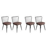 Casa si Gradina - Mobilier - Scaune si fotolii - Scaune - Set scaune, Hanah Home, metal, catifea, maro deschis negru, 43x42x82 cm, 4 bucati - Infinity.ro