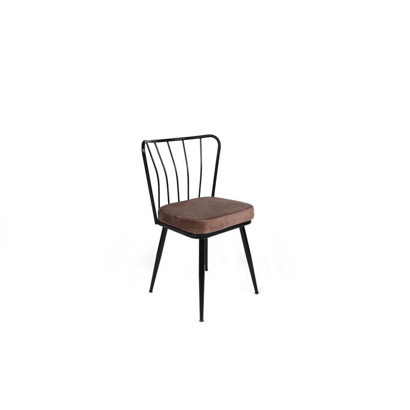 Casa si Gradina - Mobilier - Scaune si fotolii - Scaune - Set scaune, Hanah Home, metal, catifea, maro deschis negru, 43x42x82 cm, 4 bucati - Infinity.ro