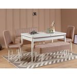 Casa si Gradina - Mobilier - Seturi de mobilier - Seturi mese si scaune - Set masa si scaune extensibile, Hanah Home, pal melaminat, alb si piatra, masa 129x80x75 cm - Infinity.ro
