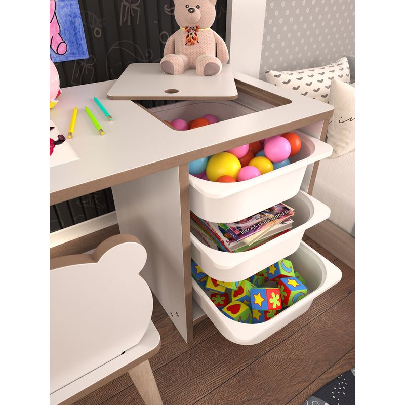Casa si Gradina - Mobilier - Mobilier copii - Mobilier camera copiilor - Set masa si scaun pentru copii, Hanah Home, pal melaminat, alb, masa 90x50x42 cm, scaun 25x59x25 cm - Infinity.ro