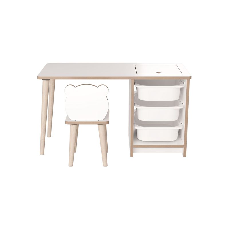 Casa si Gradina - Mobilier - Mobilier copii - Mobilier camera copiilor - Set masa si scaun pentru copii, Hanah Home, pal melaminat, alb, masa 90x50x42 cm, scaun 25x59x25 cm - Infinity.ro