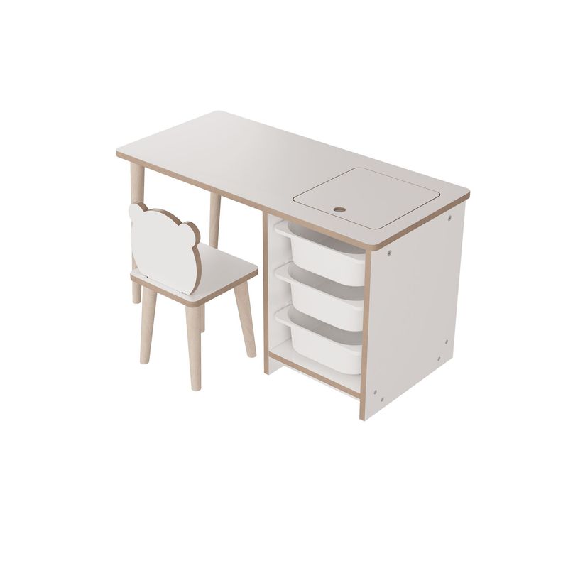 Casa si Gradina - Mobilier - Mobilier copii - Mobilier camera copiilor - Set masa si scaun pentru copii, Hanah Home, pal melaminat, alb, masa 90x50x42 cm, scaun 25x59x25 cm - Infinity.ro