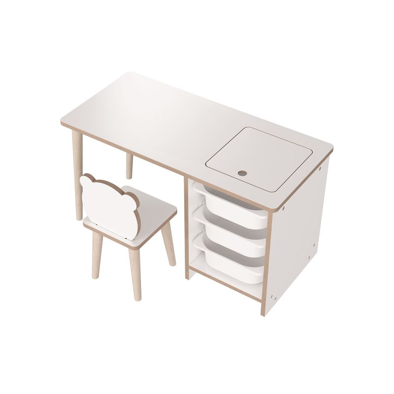 Casa si Gradina - Mobilier - Mobilier copii - Mobilier camera copiilor - Set masa si scaun pentru copii, Hanah Home, pal melaminat, alb, masa 90x50x42 cm, scaun 25x59x25 cm - Infinity.ro