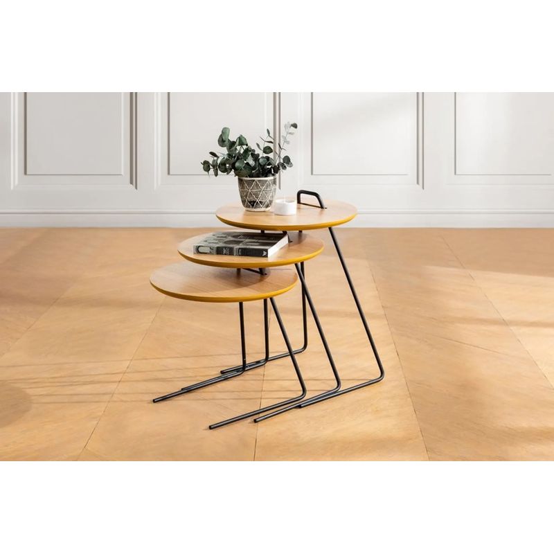 Casa si Gradina - Mobilier - Mese si birouri - Masute de cafea - Set masute de cafea, Hanah Home, mdf, natural, 3 bucati, 45x59x45 cm - Infinity.ro