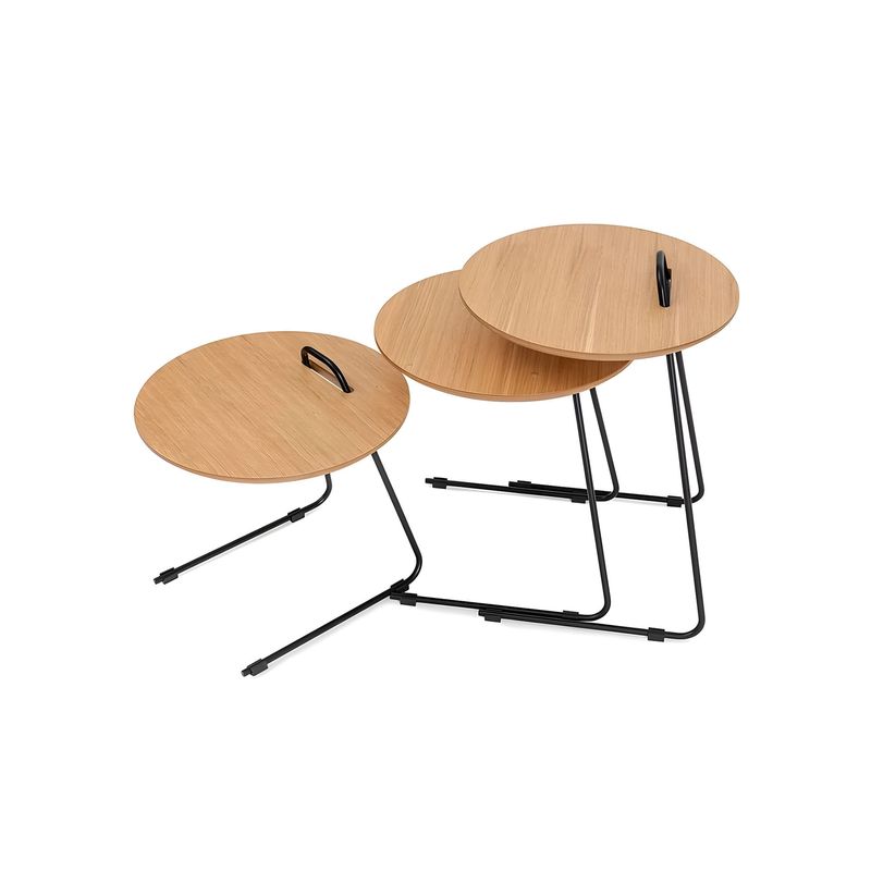 Casa si Gradina - Mobilier - Mese si birouri - Masute de cafea - Set masute de cafea, Hanah Home, mdf, natural, 3 bucati, 45x59x45 cm - Infinity.ro