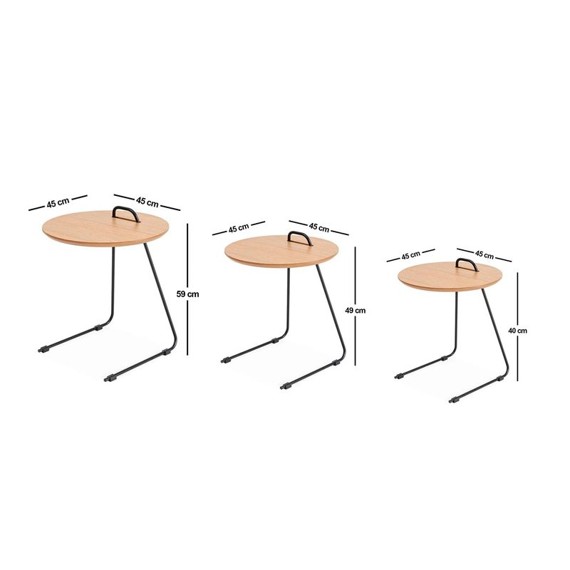 Casa si Gradina - Mobilier - Mese si birouri - Masute de cafea - Set masute de cafea, Hanah Home, mdf, natural, 3 bucati, 45x59x45 cm - Infinity.ro