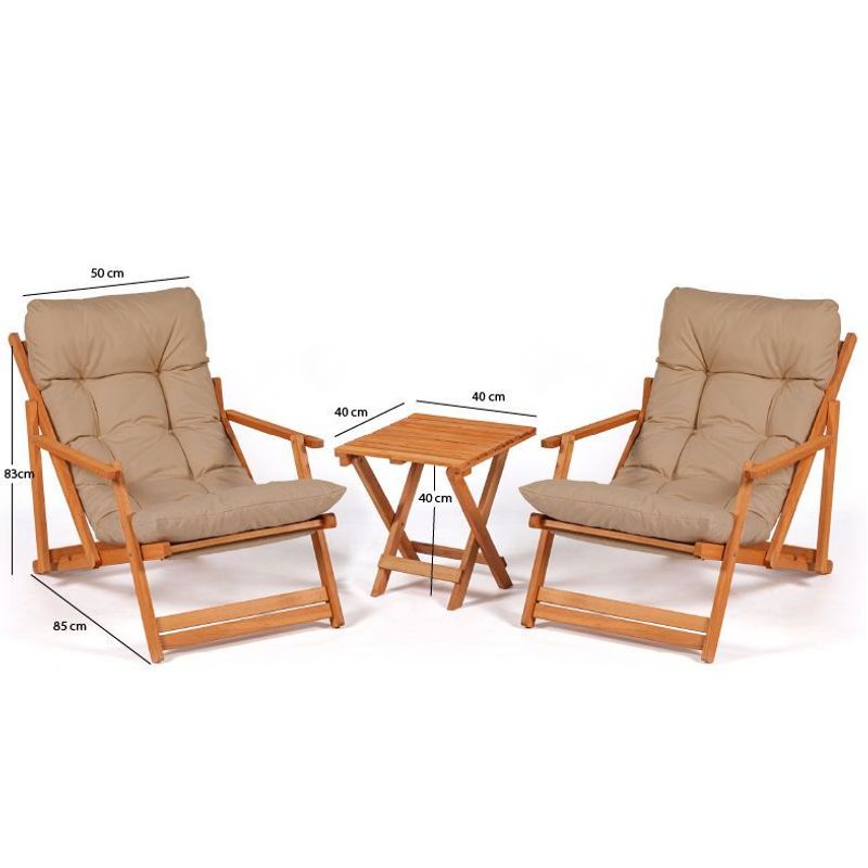 Casa si Gradina - Gradina si terasa - Mobilier exterior - Seturi mobila gradina - Set masa si scaune gradina, Hanah Home, lemn de fag, maro natural, 3 piese, 644MYD1149 - Infinity.ro