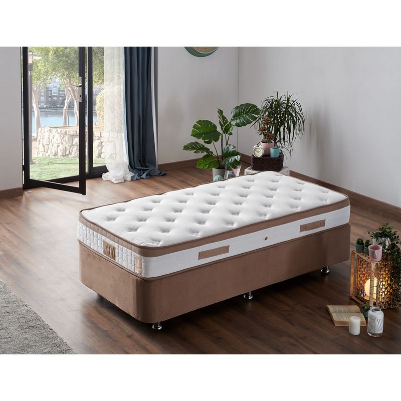 Casa si Gradina - Mobilier - Seturi de mobilier - Seturi dormitor - Set dormitor, Hanah Home, otel si mdf, maro deschis, 90x190 cm - Infinity.ro
