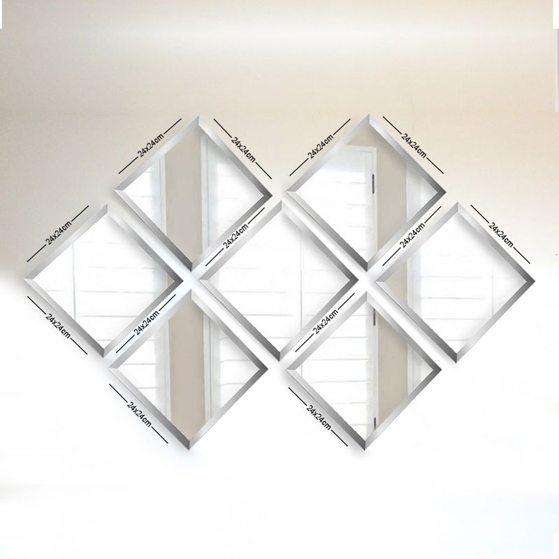 Casa si Gradina - Decoratiuni - Oglinzi - Set oglinzi, Wallxpert, sticla, rama plastic laminat, argintiu, 24x24 cm, 7 piese - Infinity.ro