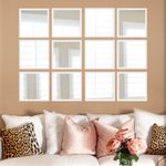 Casa si Gradina - Decoratiuni - Oglinzi - Set oglinzi decorative, Wallxpert, sticla, rama plastic laminat, alb, argintiu, 24x24 cm, 12 bucati - Infinity.ro