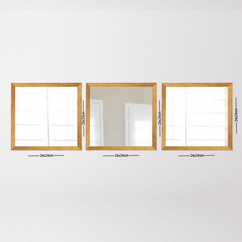 Casa si Gradina - Decoratiuni - Oglinzi - Set oglinzi, Wallxpert, sticla, rama plastic laminat, auriu si argintiu, 24x24 cm, 3 piese - Infinity.ro