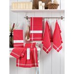 Casa si Gradina - Textile si covoare - Textile baie - Prosoape - Set prosoape de spalat, Hermia, rosu alb, 45x65 cm, 100% bumbac, 10 bucati - Infinity.ro