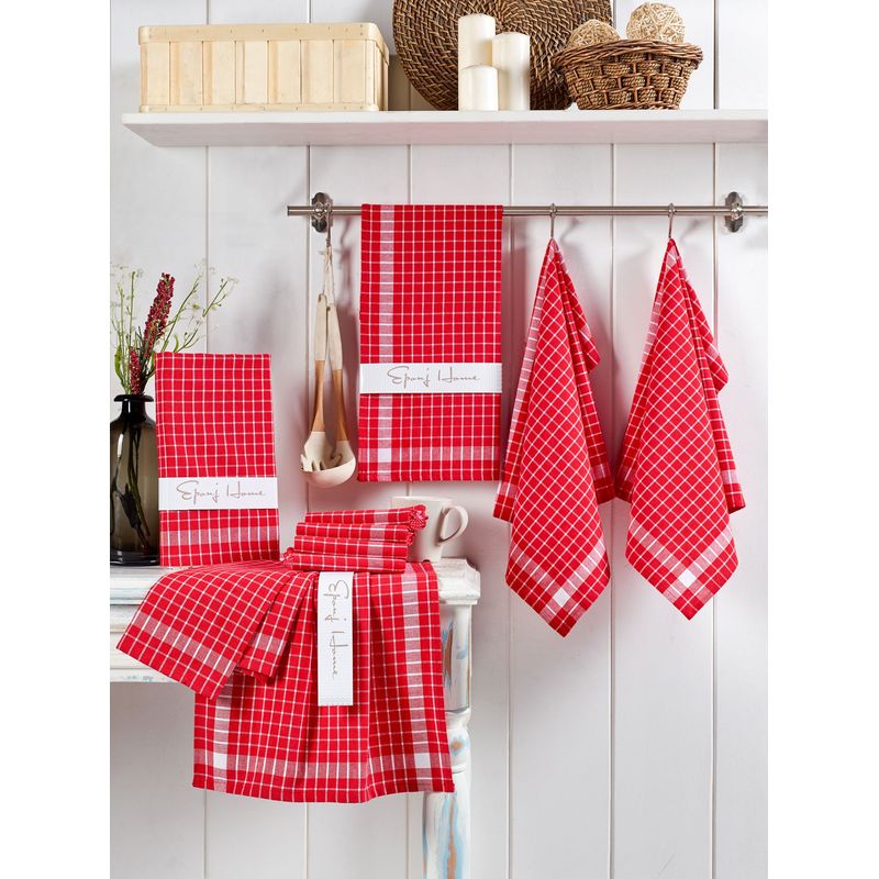 Casa si Gradina - Textile si covoare - Textile baie - Prosoape - Set prosoape de spalat, Hermia, rosu alb, 45x65 cm, 100% bumbac, 10 bucati - Infinity.ro