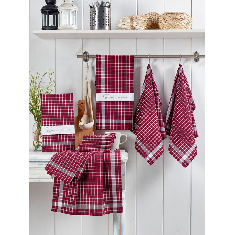 Casa si Gradina - Textile si covoare - Textile baie - Prosoape - Set prosoape de fata, Hermia, rosu bordo si alb, 45x65 cm, 100% bumbac, 10 bucati - Infinity.ro