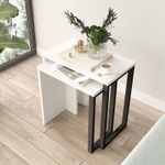 Casa si Gradina - Mobilier - Mese si birouri - Masute de cafea - Set masute de cafea cuib, Hanah Home, pal melaminat, alb, 51x29.5x52.8 cm, 44.5x24.5x47.8 cm - Infinity.ro