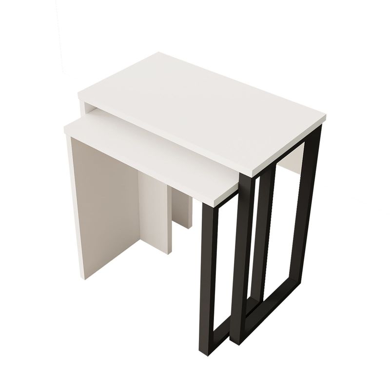 Casa si Gradina - Mobilier - Mese si birouri - Masute de cafea - Set masute de cafea cuib, Hanah Home, pal melaminat, alb, 51x29.5x52.8 cm, 44.5x24.5x47.8 cm - Infinity.ro