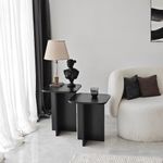 Casa si Gradina - Mobilier - Mese si birouri - Mese living - Set mese laterale, Hanah Home, pal melaminat, negru, 40x50x40 cm, 40x55x40 cm - Infinity.ro