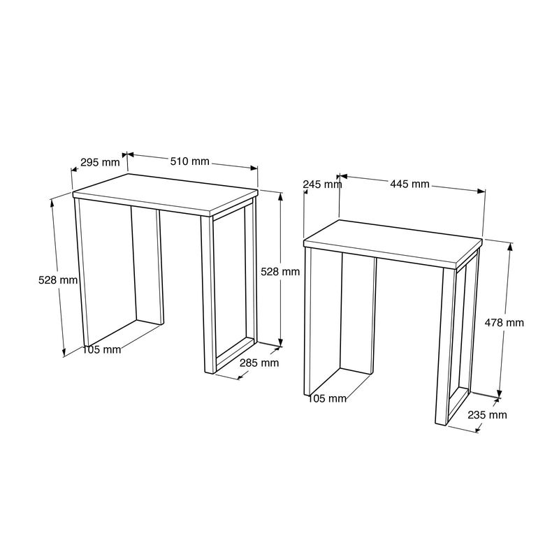 Casa si Gradina - Mobilier - Mese si birouri - Masute de cafea - Set masute de cafea cuib, Hanah Home, pal melaminat, alb, 51x29.5x52.8 cm, 44.5x24.5x47.8 cm - Infinity.ro