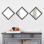 Casa si Gradina - Decoratiuni - Oglinzi - Set oglinzi, Wallxpert, sticla, rama plastic laminat, argintiu negru, 24x24 cm, 3 piese - Infinity.ro