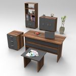 Casa si Gradina - Mobilier - Mese si birouri - Birouri - Set mobilier birou, Hanah Home, pal melaminat, nuc si antracit, birou 140x60x73.8 cm - Infinity.ro