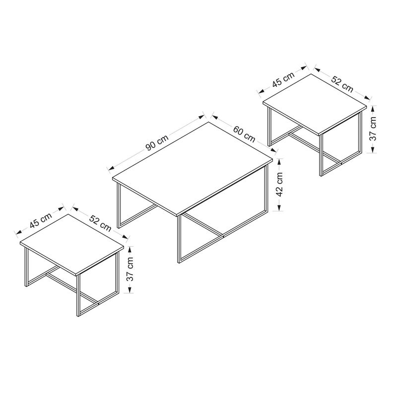 Casa si Gradina - Mobilier - Mese si birouri - Masute de cafea - Set masute de cafea, Hanah Home, pal melaminat, nuc, 90x60x42 cm, 52x45x37 cm - Infinity.ro