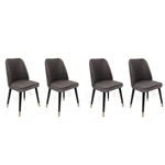 Casa si Gradina - Mobilier - Scaune si fotolii - Scaune - Set scaune, Hanah Home, catifea, antracit negru auriu, 50x49x90 cm, picioare lemn - Infinity.ro