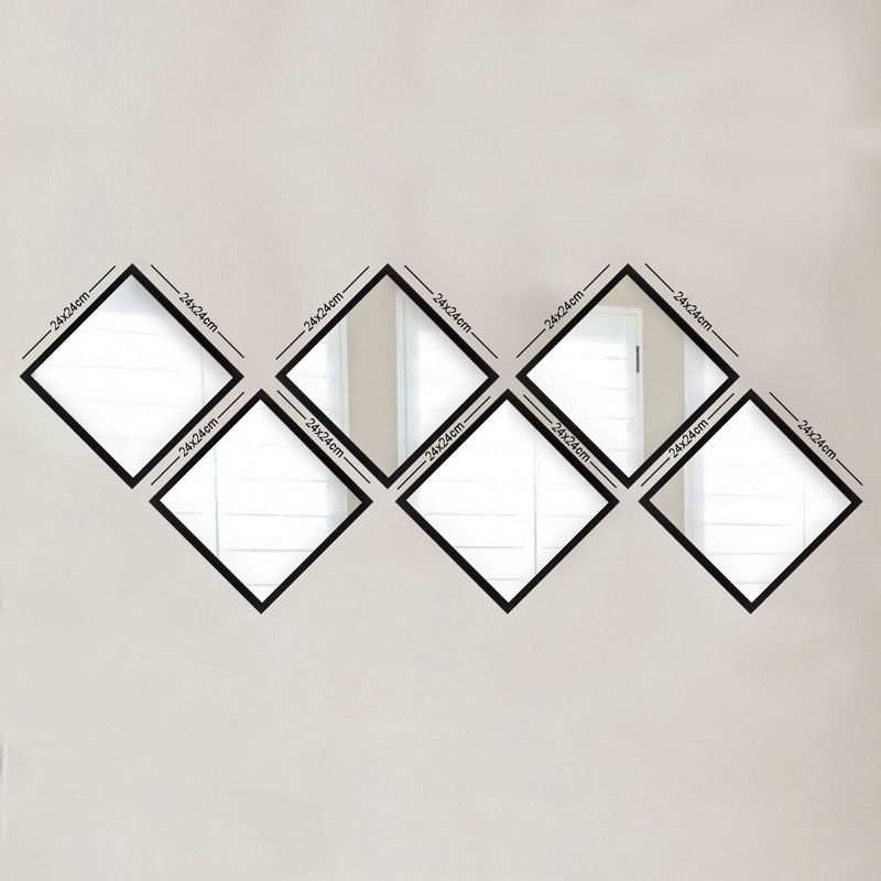 Casa si Gradina - Decoratiuni - Oglinzi - Set oglinzi, Wallxpert, sticla, argintiu negru, 24x24 cm, 6 bucati - Infinity.ro