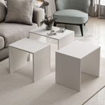 Casa si Gradina - Mobilier - Mese si birouri - Masute de cafea - Set masute de cafea, Hanah Home, pal melaminat, alb, 55x47x40 cm, 50x44x38 cm, 45x42x36 cm - Infinity.ro