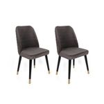Casa si Gradina - Mobilier - Scaune si fotolii - Scaune - Set scaune, Hanah Home, catifea, antracit negru auriu, 50x49x90 cm, picioare lemn - Infinity.ro