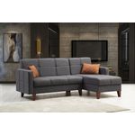 Casa si Gradina - Mobilier - Seturi de mobilier - Seturi living - Set living, Atelier Del Sofa, cadru metal lemn, gri inchis, canapea coltar 216x130x86 cm, fotoliu 75x80x102 cm - Infinity.ro